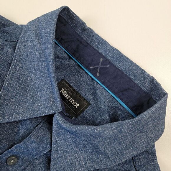 Marmot Long Sleeve Button Down Fishing Vented XL Navy Blue - Picture 8 of 12